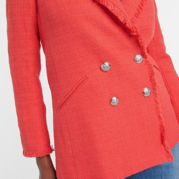 Veronica Beard Nayeli Blazer Dickey Fringe Jacket Watermelon Red Size 2 New $598 - Picture 6 of 9